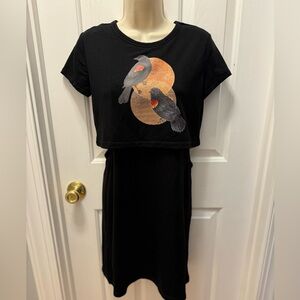 Black Athletic Tshirt Dress with side cutouts
